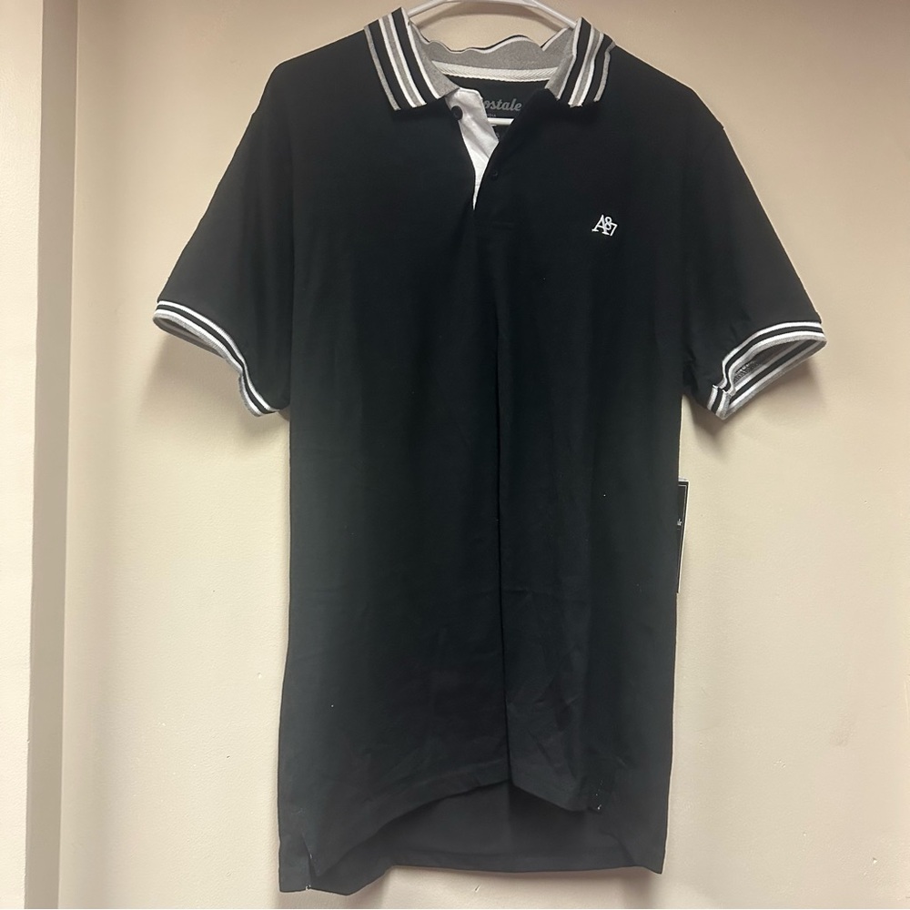 Aeropostale Black Polo‎ Shirt with White Accents